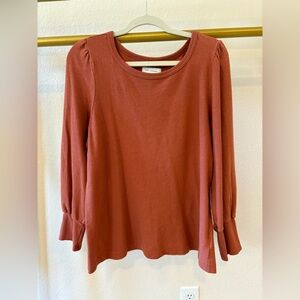 Free assembly organic cotton Women’s orange pumpkin spice long sleeve blouse XL